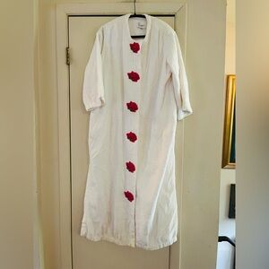 SOLD💔Terry Cloth Pin Up Rockabilly Embroidered 60s Towel Robe By Loungees M